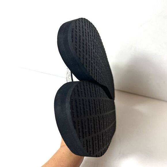 Yellow Box Flip Flops Black Sequined Thong Leather Sandals Women's 11 Birder New - Picture 7 of 11